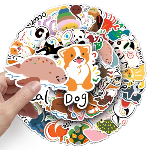 Cute Animals Vinyl Stickers, 50 PCS Waterproof Illustrated Animal Decals for Laptops Scrapbooking, Journals, Notebooks - Image 4