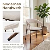 PPkrimnel Modern Dining Chairs Set of 4 Ergonomic Chenille Upholstered with Armrest and Curved Back Kitchen Chair Metal Legs with Wood Grain Beige (8, Beige-walnut brown)