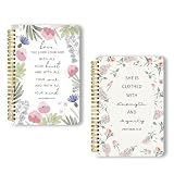 2 cuadernos inspiradores en espiral con versículos inspiradores de la Biblia. Ama al Señor tu Dios con todo tu corazón y con toda tu alma y con toda tu mente. Mateo 22:37. 50 páginas de 5.5 x 8.3