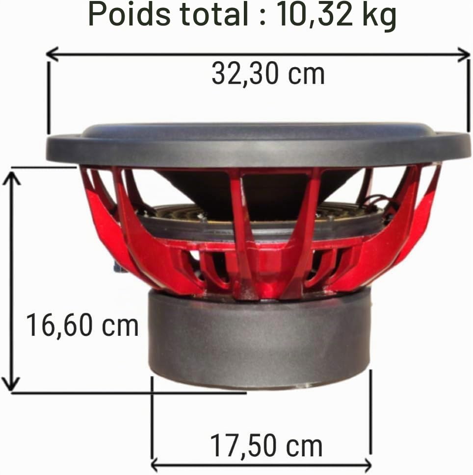 KIT Set pour Audio System ASS12 1 Caisson de Basses 30,00 cm 300 mm 12" de diamètre, Double Bobine, Double Bobine Mobile, 2+2 ohm, 1000 Watts rms 2000 Watts Max, Auto, Voiture, 1 pièce