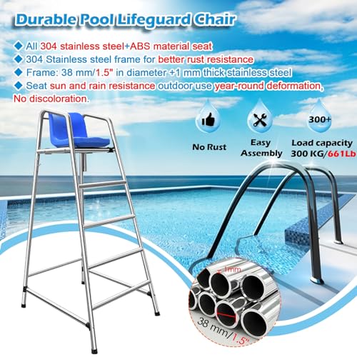 Silla de Vigilancia para Piscina en Acero Inoxidable 304 miniatura 4