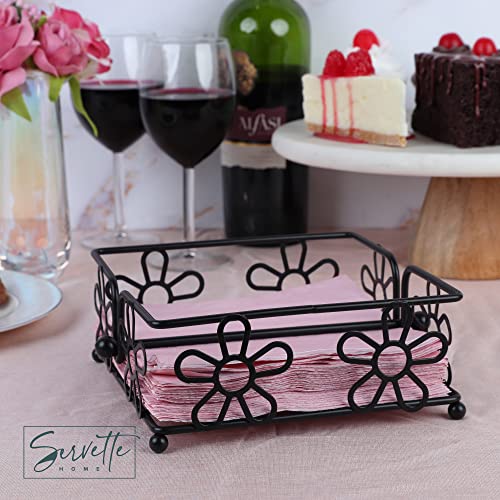 Chrome Napkin Holder With Flower Design Black #TOP2