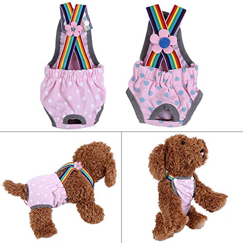 Image of Washable Female Dog Diapers Underwear, 6Sizes Pet Sanitary Pants Cloth Diaper Nappy Covers Underwear Reusable Suspender(S /10号)