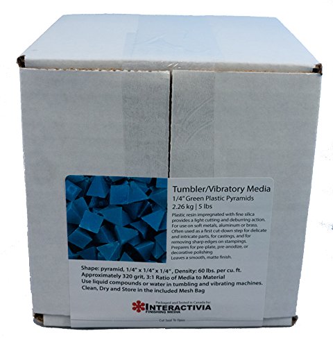 1/4 Inch Green Plastic Resin Pyramid (Approx 320 Grit) Tumbling Or Vibratory Media 4.7 Lbs/2.1 Kg | Includes A (Clean, Dry And Store) Bag | For Use In Vibrating Tumbler Or Rotating Tumbler #TOP3