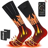 RELIRELIA Heated Socks Rechargeable Electric Heated Socks for Men Women - 5V/5000 mAh Battery Powered Foot Warmer Stockings with APP Control for Winter Hunting Skiing Camping Hiking (Flame-L)