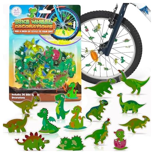 Bike Wheel Dinosaurs Spokes - 36 Kit - Cute Biking Accessories for Kids - Bicycle Spokes Decorations - Cool Cycling Gear Gift for Boys - Spoke Beads Attachments - Dinosaurs Easter Egg Stuffers