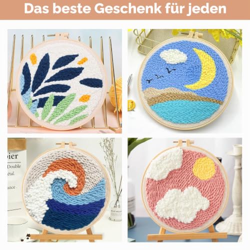 MSDADA Stickerei Starter kit, Stickgarnituren Verstellbare Garnstanznadel Punch Needle, Stickstift aus Holzgriff, Stanznadeltuch, Nadelfädler, für Handwerk Stitching Applique-Verzierungen Anfänger – Bild 5
