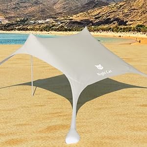 Night Cat Tente Abris de Plage UPF 50+ UV Protection avec Sacs de Sable Ancres Portable Auvent Inclus Pole pour Randonnée Pêche Camping Plage