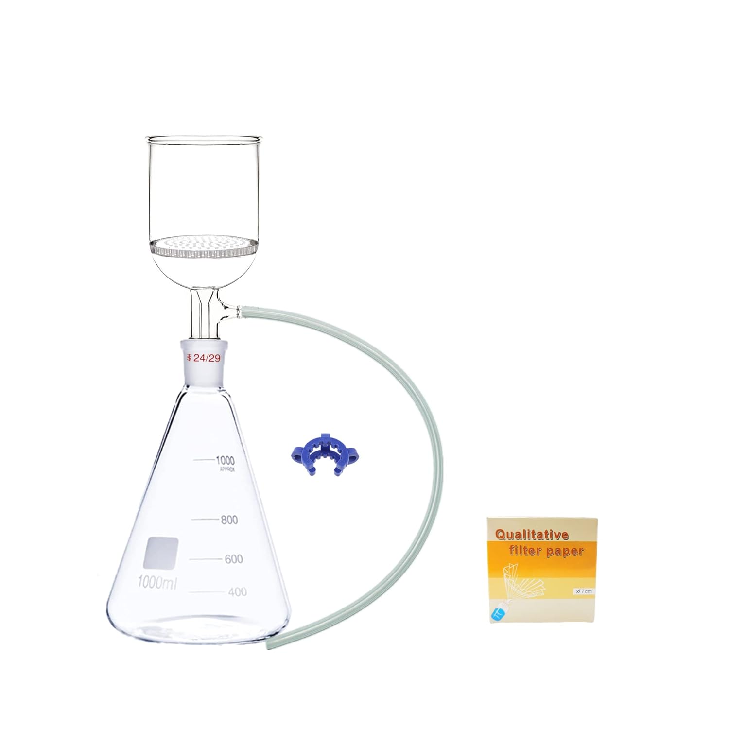 1000ml 24/29 Suction Filtration Kit 350ml Buchner Funnel,1 Litre Erlenmeyer Flask