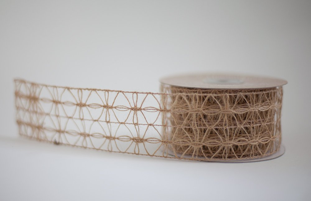 Eleganza Brown Wired Hessian Lace 50Mm X 10M Natural Twisted Rope Arts And Crafts