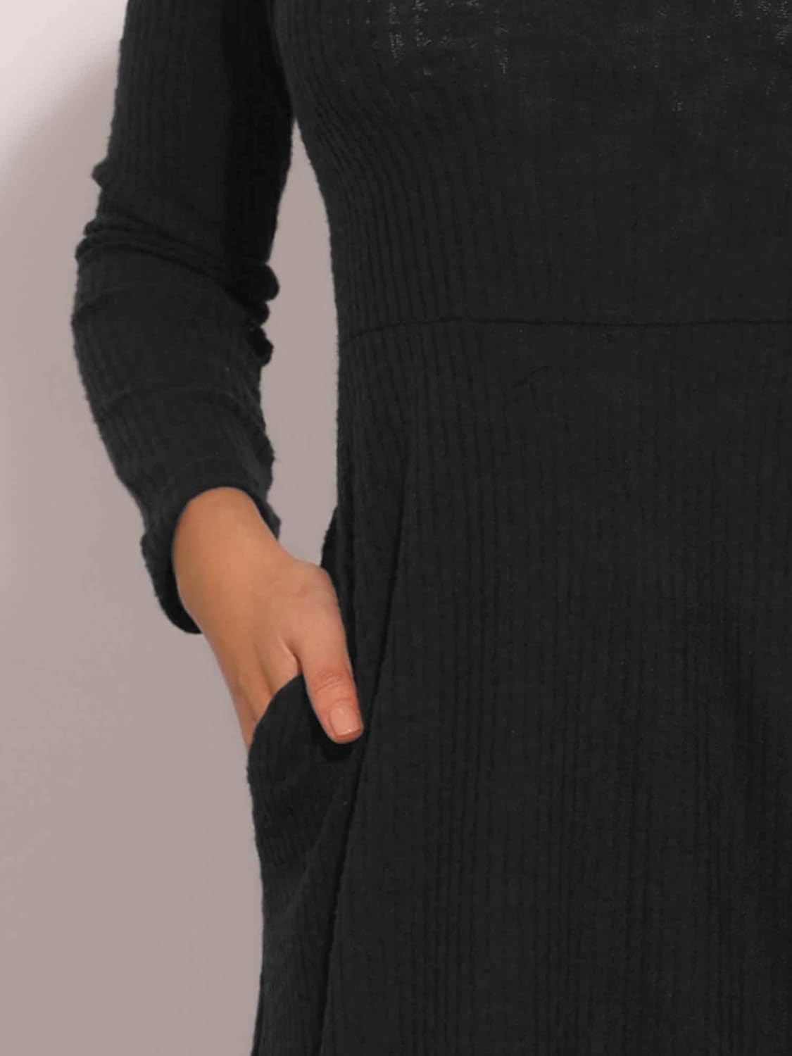 Allegra K Knit Sweater Dress for Women's 2025 Fall with Pockets Square Neck Casual Teacher Ribbed Dresses - Image 5