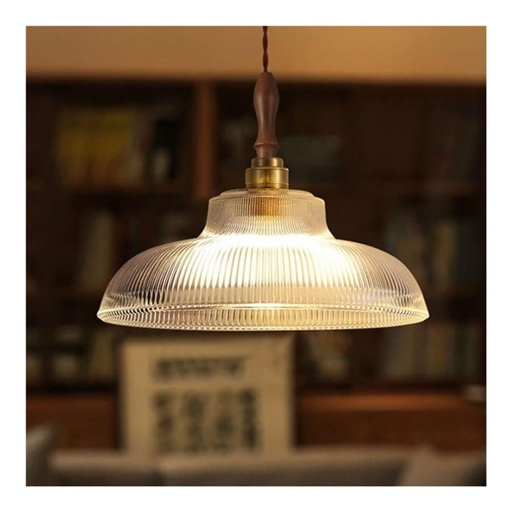 Europejski styl retro przezroczysta szklana lampa wisząca - mosiężna podstawa lampy z kloszem szklanym, regulowany przewód E27 pojedyncza głowica wisząca lampa sufitowa do kuchenne
