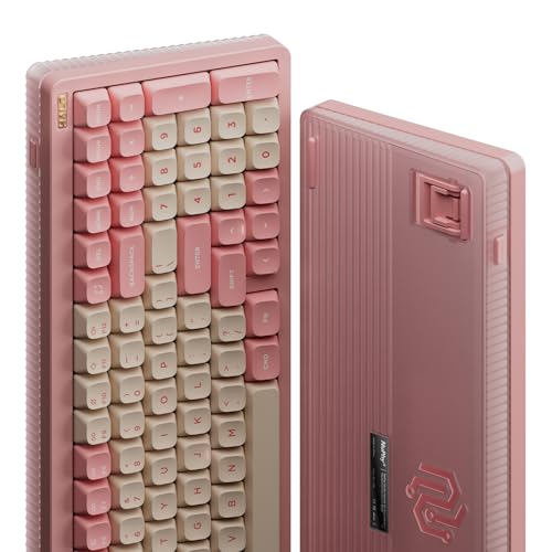 Image of nuphy Halo96 V2 Wireless Keyboard,Gasket Structure,96% Hot Swappable Gaming Keyboard, 99 Kyes RGB Backlit Mechanical Keyboard, Support QMK /VIA,Bluetooth /USB-C /2.4GHz-Pink,Mint Switches (37gf).