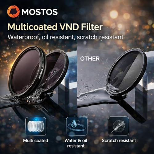 Image of MOSTOS - 40.5mm Variable ND Filter ND2 to ND400 (1-9 Stop) Adjustable Neutral Density Filter for DSLR & Mirrorless Cameras (40.5mm VND Filter) (Make Sure Mark Φ40.5 is Written ON Your Lens)