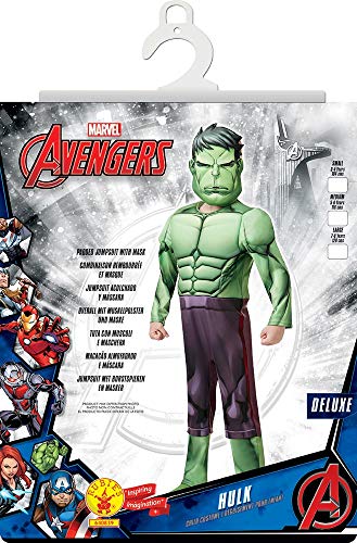 Rubies INF Marvel Avengers Hulk Deluxe-Disfraz infantil, color verde, L (Rubie's 640839L)
