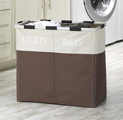 Whitmor Easycare Double Laundry Hamper - Lights And Darks Separator - Java #TOP1