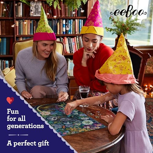 Image of eeBoo 1000 Piece Puzzle - Moon Garden Jigsaw Puzzle for Adults, Square 23 inch x 23 inch Made with Recycled Board & Vegetable-Based Ink