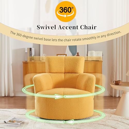 Sillón giratorio 360° con tapizado peluche Amarillo miniatura 3