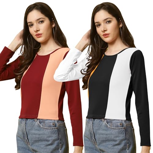 Image of Pinkmint Combo Soild & Stylish Top's for Women l Ideal for Day-to-Night Looks l Korean Western Crop Top's (Pack of 2)