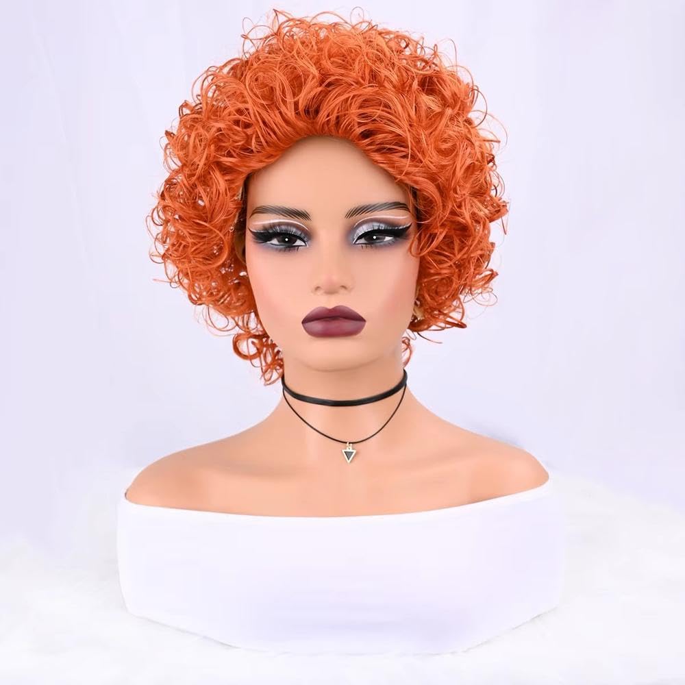 Parrucca Arancione Per Capelli Corti Ricci Per Le Donne Parrucche Da Indossare Ogni Giorno Per Feste Cosplay