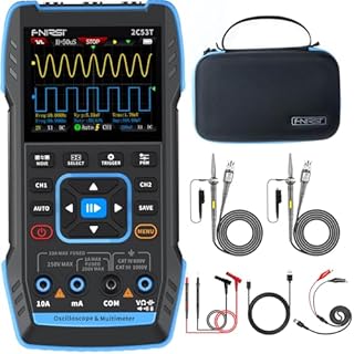 FNIRSI 2C53T Upgraded Handheld Oscilloscope, 50MHz Bandwidth, 3IN1 Digital Oscilloscope Multimeter DDS Generator, 250MS/s Sampling Rate, 19999 Counts, Voltage, Current, Capacitor, Resistor, Diode Test