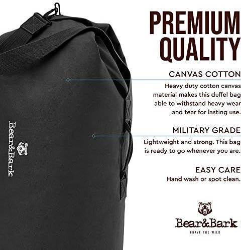 Top Load Duffle Bag - Black 34x20" - 55L - Medium Canvas Military and Army Cargo Style Carryall Duffel for Men and Woman – College Student, Backpacking, Travel and Storage Shoulder Bag 3 Top Load Duffle Bag - Black 34x20" - 55L - Medium Canvas Military and Army Cargo Style Carryall Duffel for Men and Woman – College Student, Backpacking, Travel and Storage Shoulder Bag