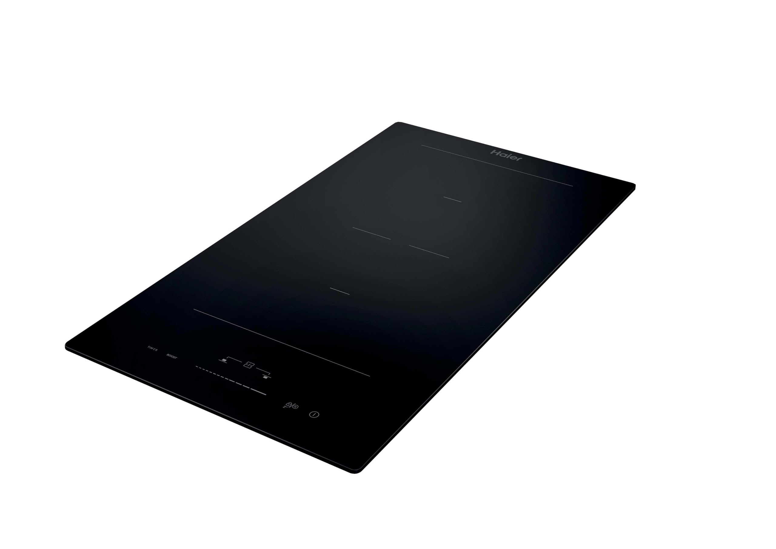 Haier Series 2 HAB32SC Placa de Inducción, 2 Zonas de Cocción, Ancho 30cm, Slider Central, Potencia de 3,6Kw, 9 niveles de potencia + Booster, Temporizador, Bloqueo Infantil, Negro