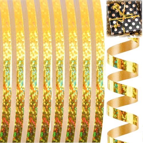 40 rollos de serpentinas, 400 metros de serpentinas de cumpleaños, cinta de satén brillante dorado metálico para decoración de fiestas, cumpleaños, año nuevo, cinta de globos, boda, decoración, cinta