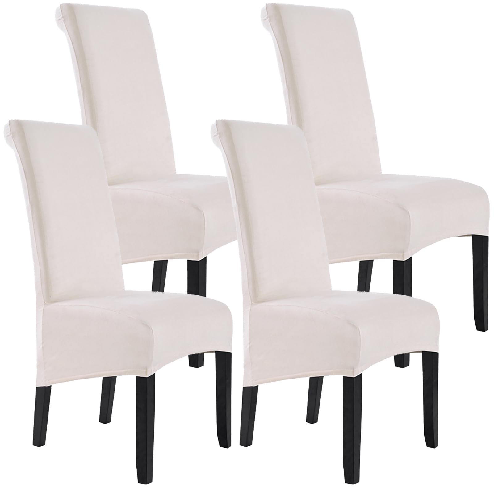 Fundas Sillas Comedor XL Gamuza Fundas para Sillas Elásticas Grande Desmontables Lavables Cubiertas para Sillas (Blanco Roto,6 Piezas)