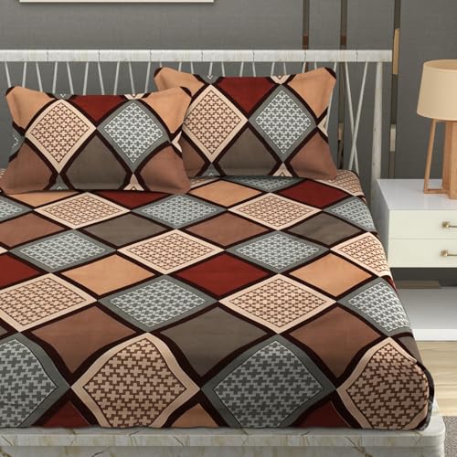 Image of Premium Heavy Cotton Flat Bedsheets with 2 King Size Pillow Covers | Double Bed 350 TC | 90 x 100 Inch King Size Flat | - Multi Box