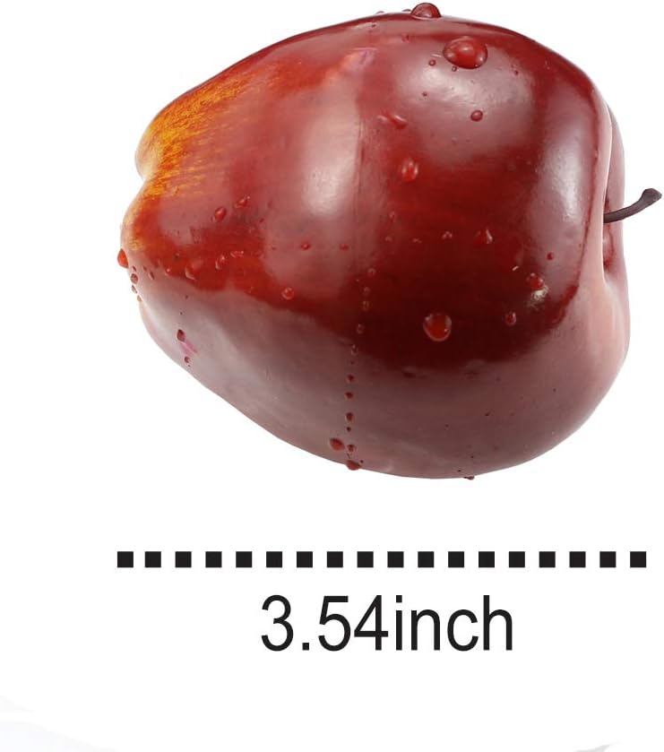 BcPowr 12PCS Fake Fruit Apples Artificial Deep Red Apples Artificial Lifelike Simulation Red Apples Fake Fruit Home House Display Decoration for Still Life Paintings Kitchen Decor (Red, 3.15"x3.54")