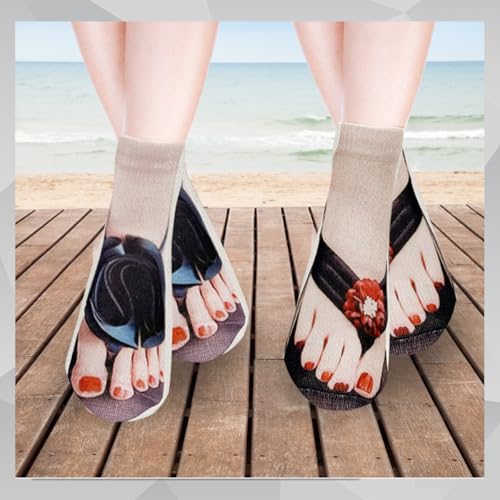 6 Pairs Funny Flip Flop Socks, 3D Manicure Print Socks for Women, Unique and Stylish4