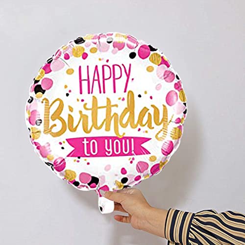 Image of AMFIN (Pack of 2) 17 Inch Happy Birthday Round Foil Balloons /Happy Birthday Balloons for Decoration /Birthday Theme Party Decorations