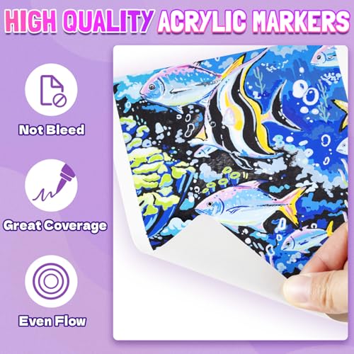Image of LET'S RESIN PAINT 136 Colors Acrylic Paint Markers Brush Tip for Coloring
