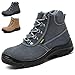 CHUIKUAJ Bottes de Travail à Embout en Acier pour Hommes Hiver Soudeur Cuir Suédé Légères Tige Haute Chaussures de Sécurité à Semelle Intermédiaire en Acier,Grey-44EU