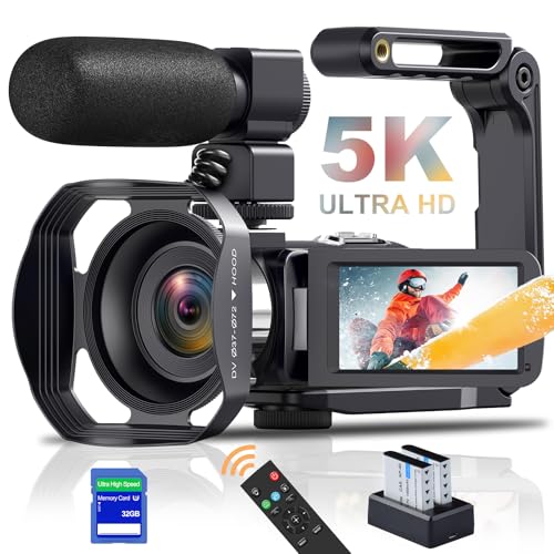 5K Camcorder Video Camera 64MP 18X Digital Zoom Camcorder WiFi IR Night Vision Vlogging Camera for YouTube 3.0” Touch Screen Camera Recorder with SD Card, Microphone, 2 Batteries and Remote Control