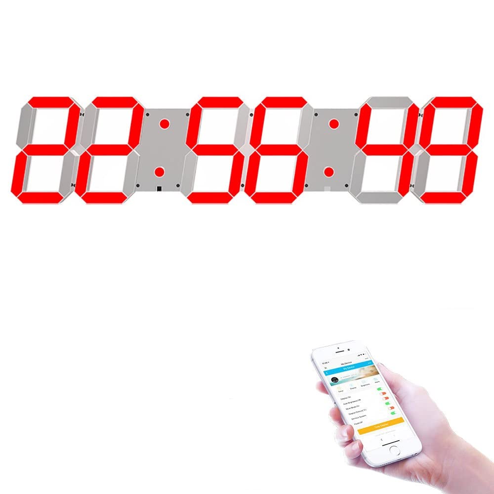 Reloj De Pared LED WIFI De 27 Pulgadas, 4 Dígitos, Atenuador Automático