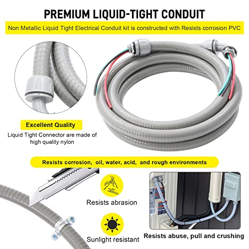 Power Whip Assembly Kit 1/2" x 4ft NonMetallic Liquid Tight with 10