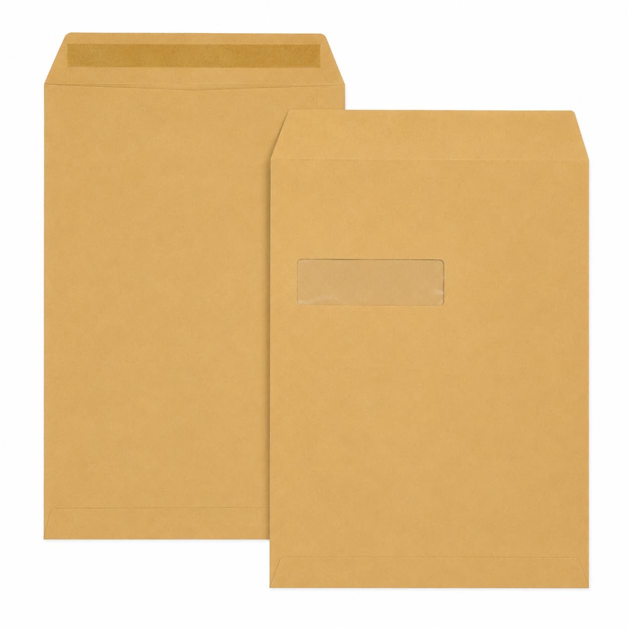 C4 Manilla Window Self Seal Envelopes – Strong 90 GSM Brown Window Mailing Envelopes for A4 Documents, Invoices, Statements & Business Post – Self Seal Postal Envelopes