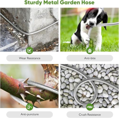Image of CXEZSIK Garden Hose metal 100ft Lightweight, Non-Expanding, Leak-Proof Metal Connector, No-Knot No-Tangle, Easy to Store and Carry, Wear-Resistant, 3 /4GHT Flexible Water Hose for Yard, Outdoor | CXEZSIK Garden Hose 100ft metal hose