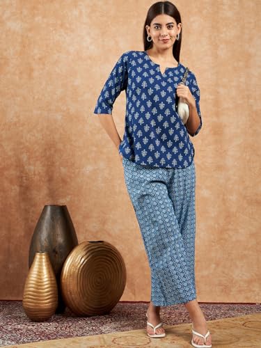 Image of Modeve Women Printed Cotton Night Suit Set with Pyjama /Pallazo Women Lower || Women Pyjama || Lounge Pants II Night Wear