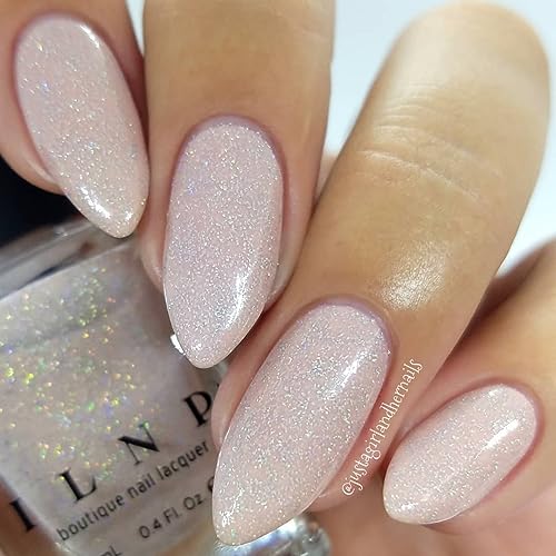 Image of ILNP Birthday Suit - Cashmere Pink Holographic Nail Polish, Neutral Nude, Chip Resistant Manicure, Non-Toxic, Vegan, Cruelty Free, 12ml