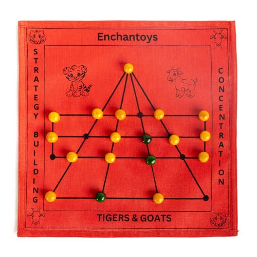 Image of Tigers and Goats Board Game with Raw Silk | Puli Meka, Bagh Chaal, Aadu Puli Aattam | Logical & Strategy Game | Ancient Indian Games | Family Games for Kids