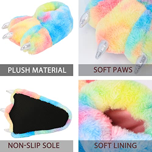 Image of Women Plush Animal Paw Slippers Funny Novelty Bear Claw Slippers Cozy Furry Warm Memory Foam Slippers Gifts for Halloween Christmas