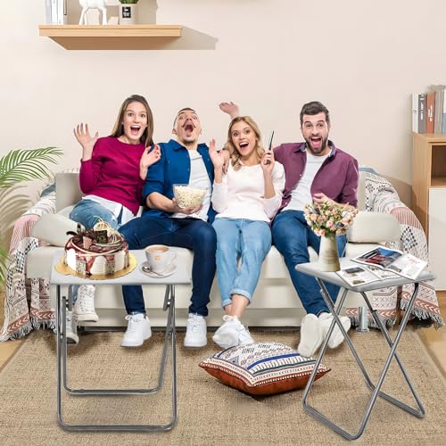 Image of Garden 4 you Folding TV Tray Table,TV Dinner Table with Sturdy MDF Top,Eating Trays for Living Room with No Assembly Required, 2PCS (White)