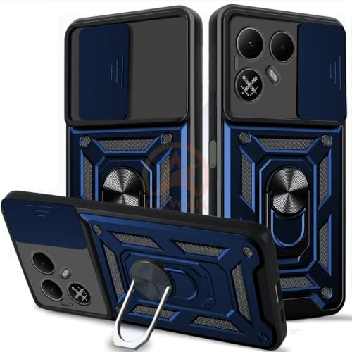 Image of Armor Bumper Back Cover Case for Tecno Pova 8 5G Rotating Camera Cover, Ring Holder & Kickstand | Heavy Duty & 360 Degree Protection Back Cover for Tecno Pova 8 5G (Blue)