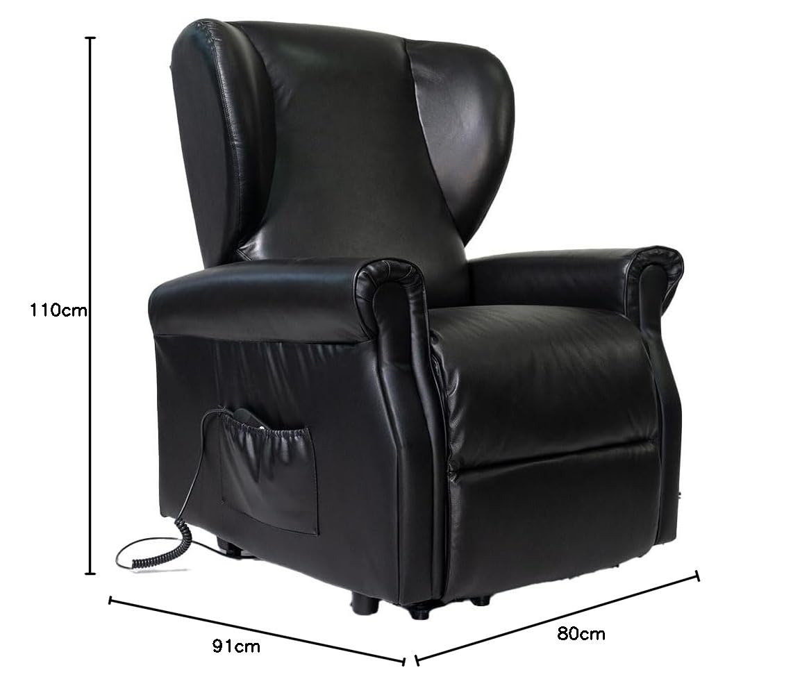 Sime EE-P2 Personnalisable Fauteuil releveur Relax Pied de lit avec Dossier inclinable indépendant Zero Gravity à 2 Moteurs 2 Roues bergère siège indéformable Peau Fauteuil électrique Noir