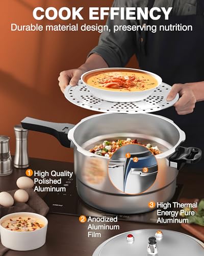 Image of WantJoin 12Qt Aluminum Pressure Cooker w /Release Valve & Multiple Protective Devices,Pressure Canner Compatible with Gas & Induction Cooker,Canner Rack Included