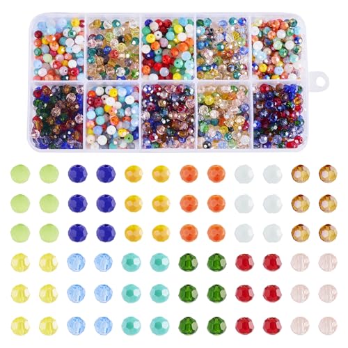 Reviews de Surtidos de abalorios . 41 1000 abalorio redondas de vidrio de 4 mm, abalorio de vidrio surtidas, abalorio de vidrio facetadas a granel, 10 estilos galvanizadas, abalorio espaciadoras sueltas, abalorio de...