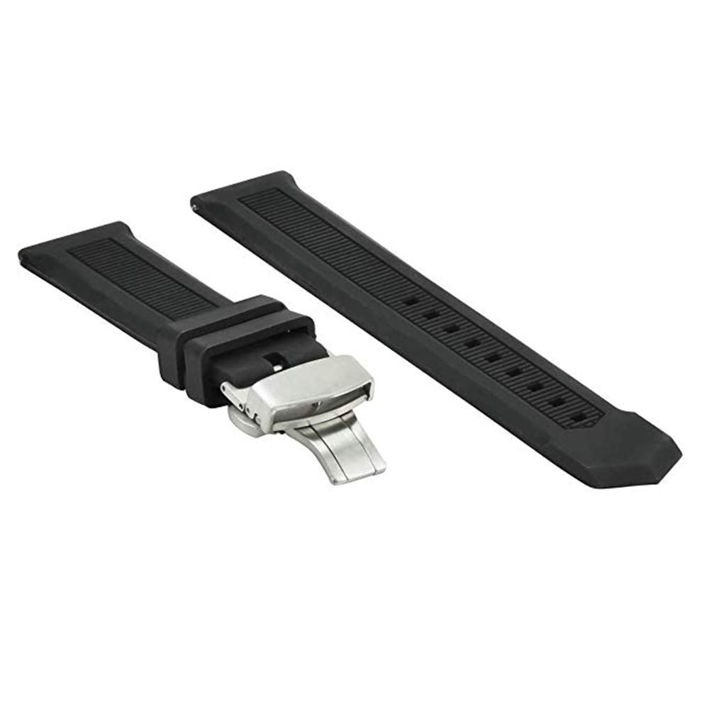 EWatchAccessories 20mm Silicone Rubber Watch Band Strap With Deployment Stainless Steel Silver Buckle Clasp | Comfortable and Durable Material Fits Men & Women (B09D8CJLTW) Amazon Price History, Amazon Price Tracker